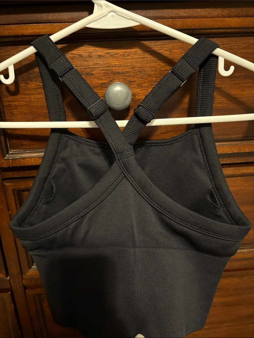ALO Yoga Black Ribbed Cropped Tank with Crossback Straps